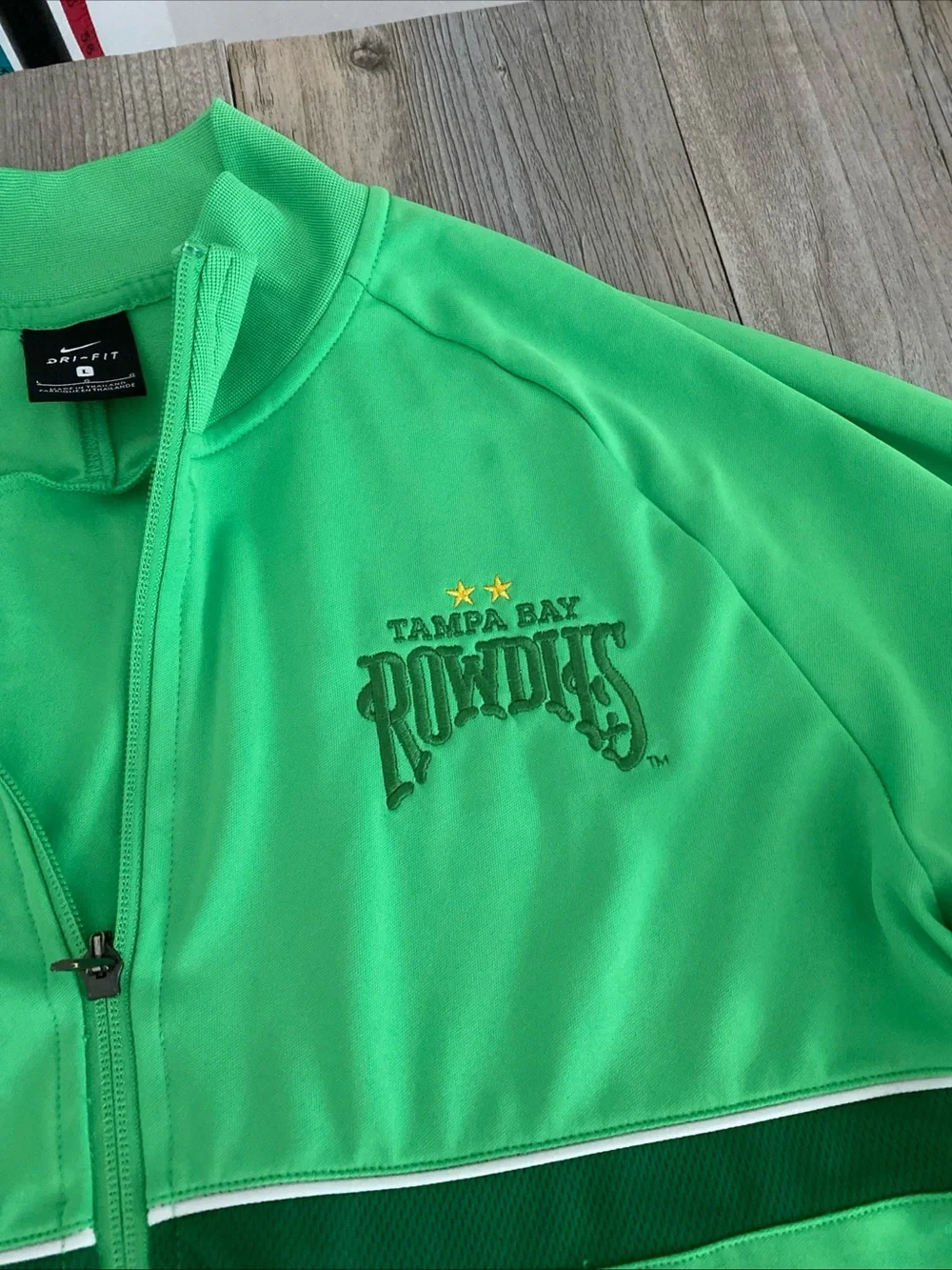 Nike Dri Fit Men’s Tampa Bay Rowdies Track Sweatshirt Full Zip Lime Green Large